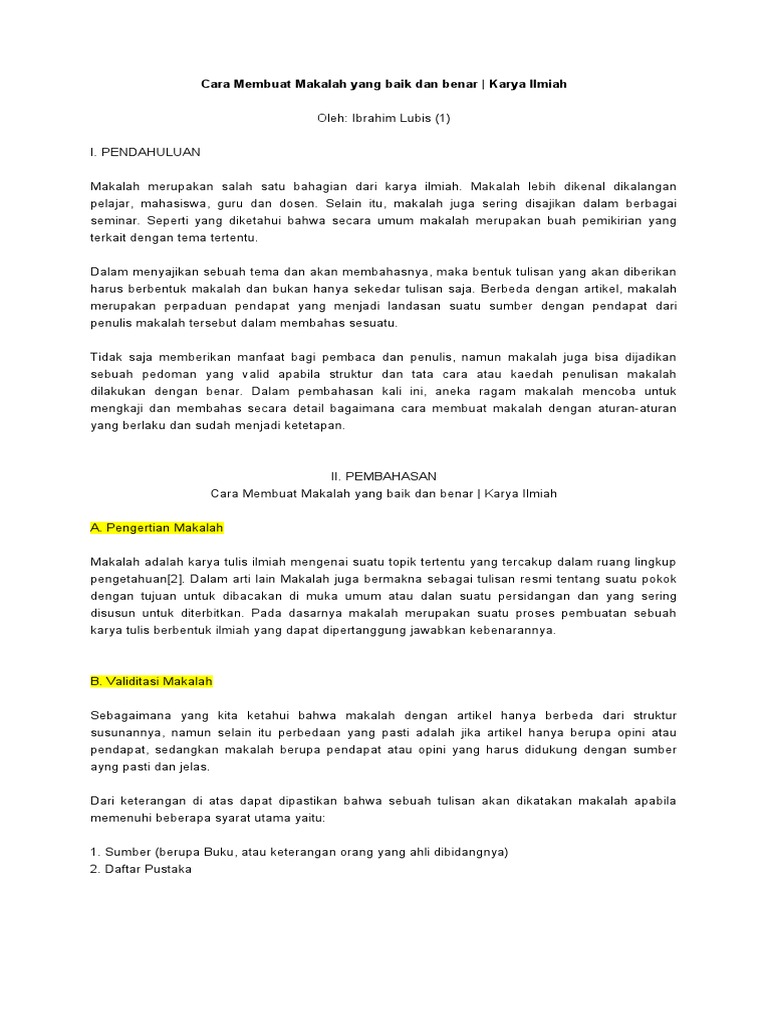 Bentuk Makalah Yang Baik Dan Benar Seputar Bentuk