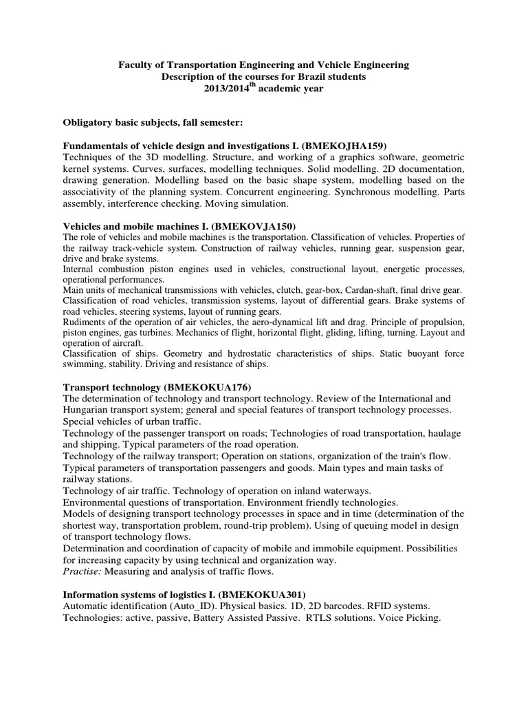 Transportation Engineering Courses Overview | PDF | Transmission ...