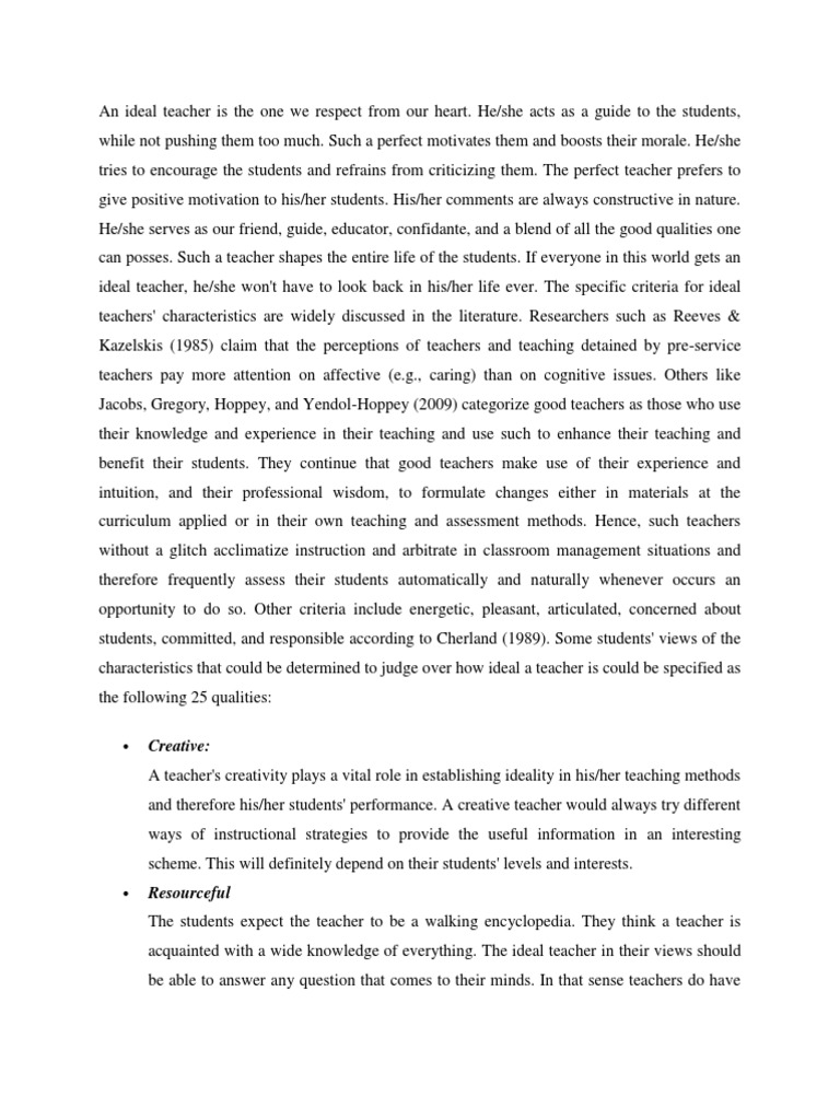Characteristics of an ideal teacher picture