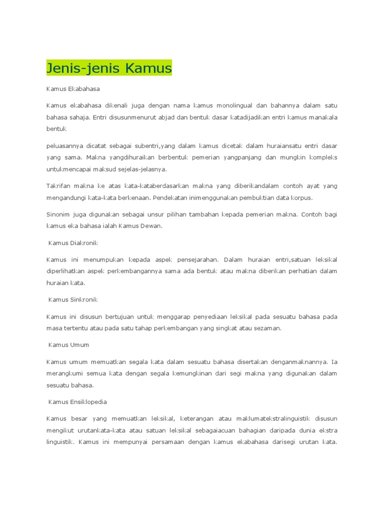 Jenis Jenis Kamus Pdf