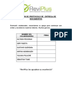 Recepción de Protocolo de Entrega de