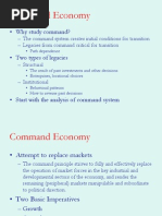 Command Economy Systems and Growth Models