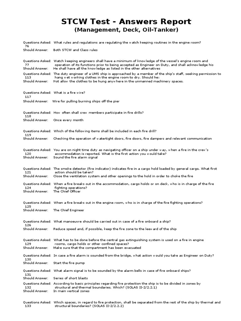 STCW Test Cesanswers PDF | PDF