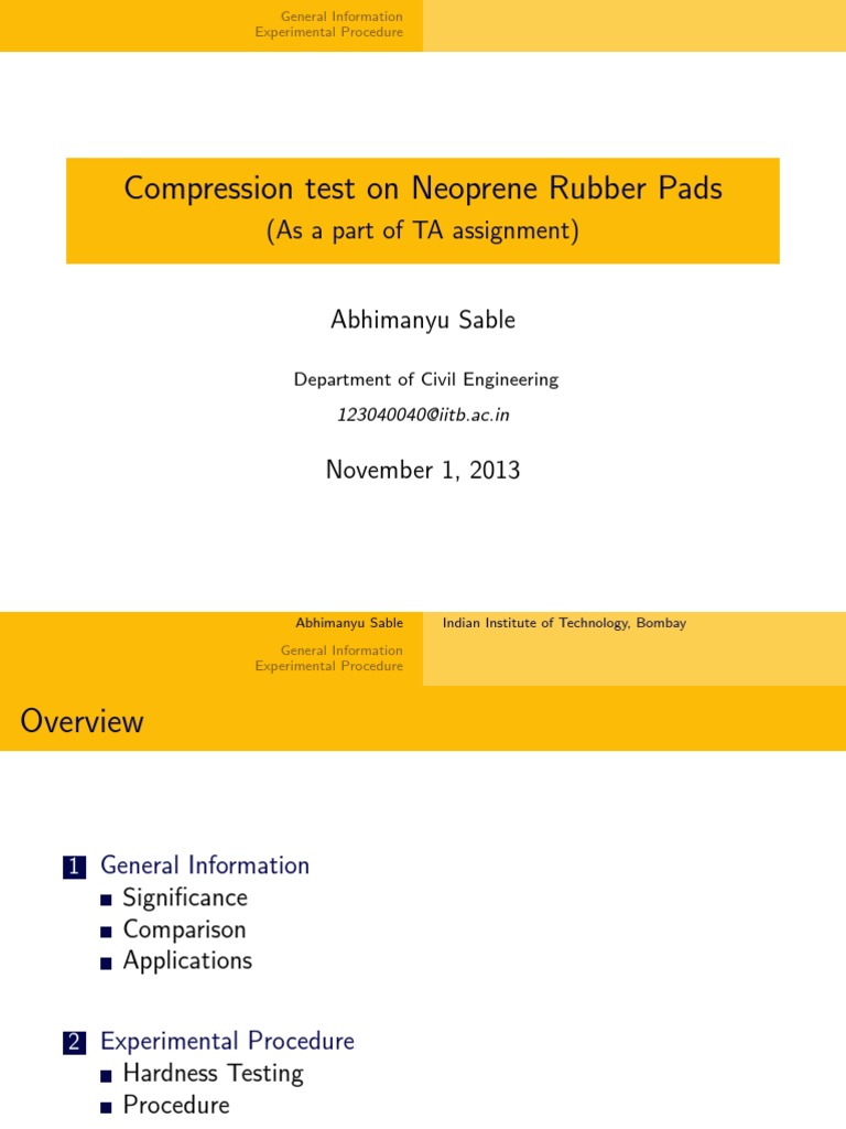 Compression Testing of Neoprene Pads | PDF | Hardness | Bearing ...