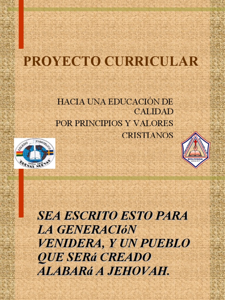 Proyecto Curricular para Educación Cristiana | PDF | Plan de estudios ...