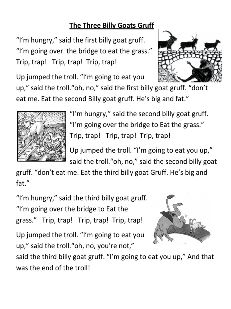 Free Printable Three Billy Goats Gruff Activities for Kids