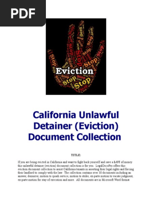 California unlawful detainer (eviction) document collection for sale