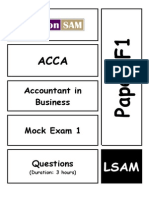 ACCA Accountant in Business Mock Exam 1 Questions