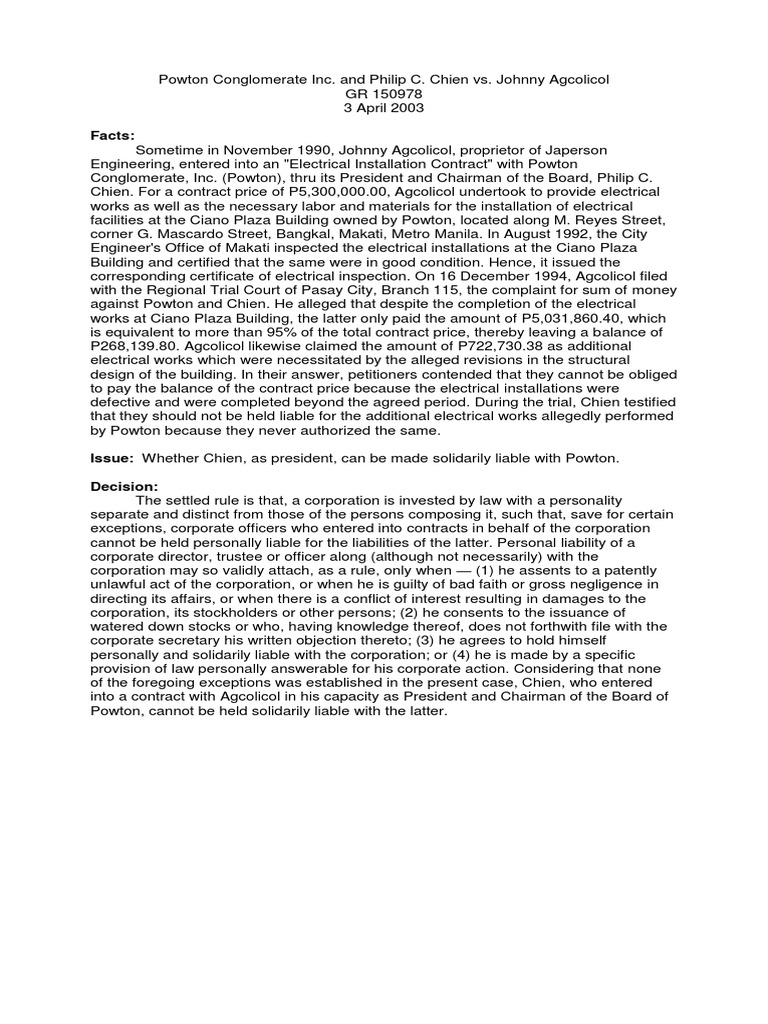 sample case digest.docx Legal Liability Corporations Free 30day