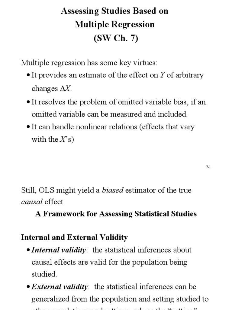 Introduction To Econometrics Stock & Watson CH 7 Slides PDF