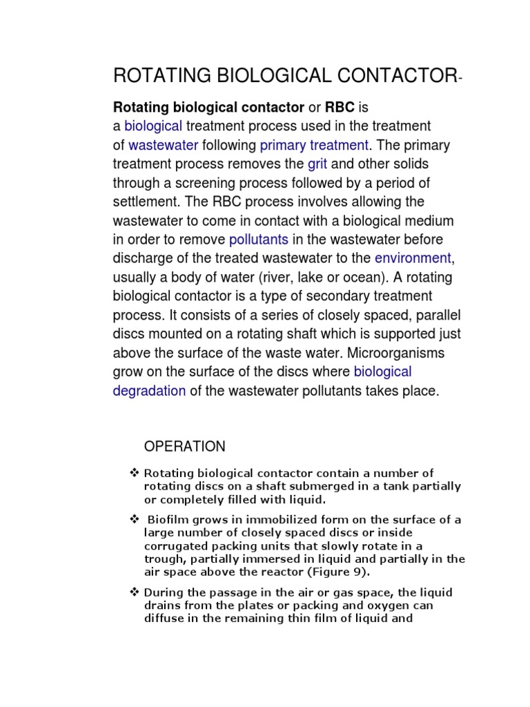 research paper on rotating biological contactor