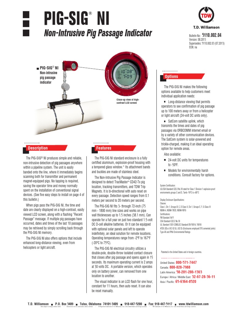 PIG_SIG NI.pdf Insulator (Electricity) Pipe (Fluid Conveyance)