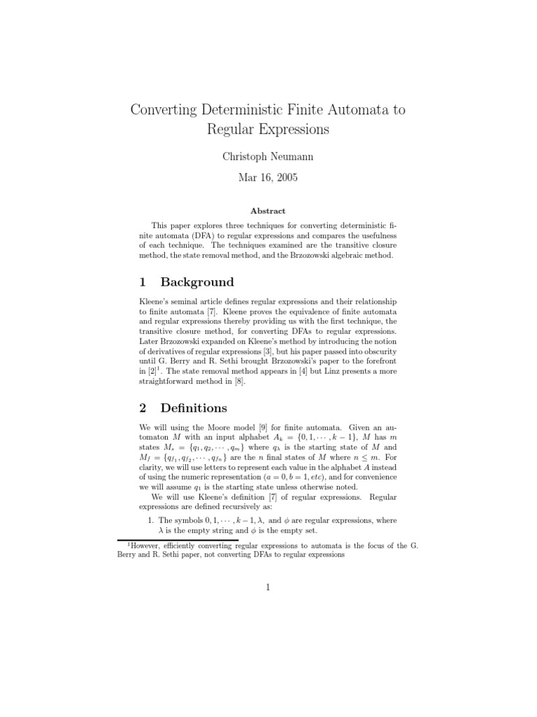 Conversion dfa to regular expression pdf regular expression 