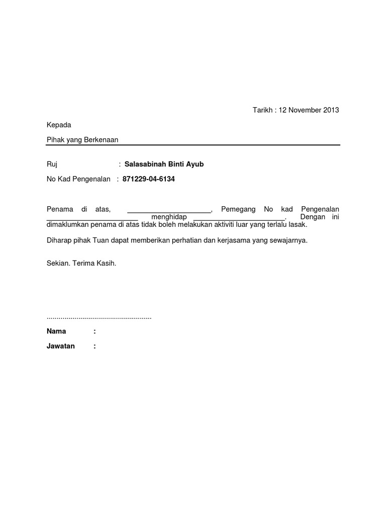 Contoh Surat Sokongan Doktor