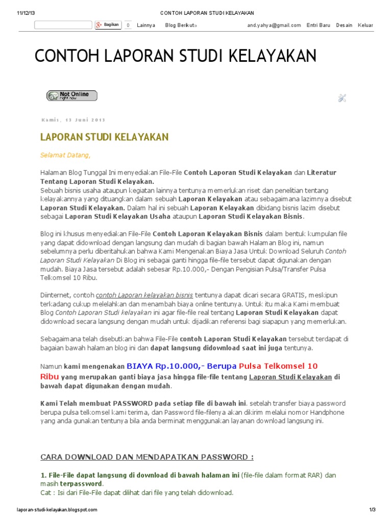 CONTOH LAPORAN STUDI KELAYAKAN http//laporanstudi