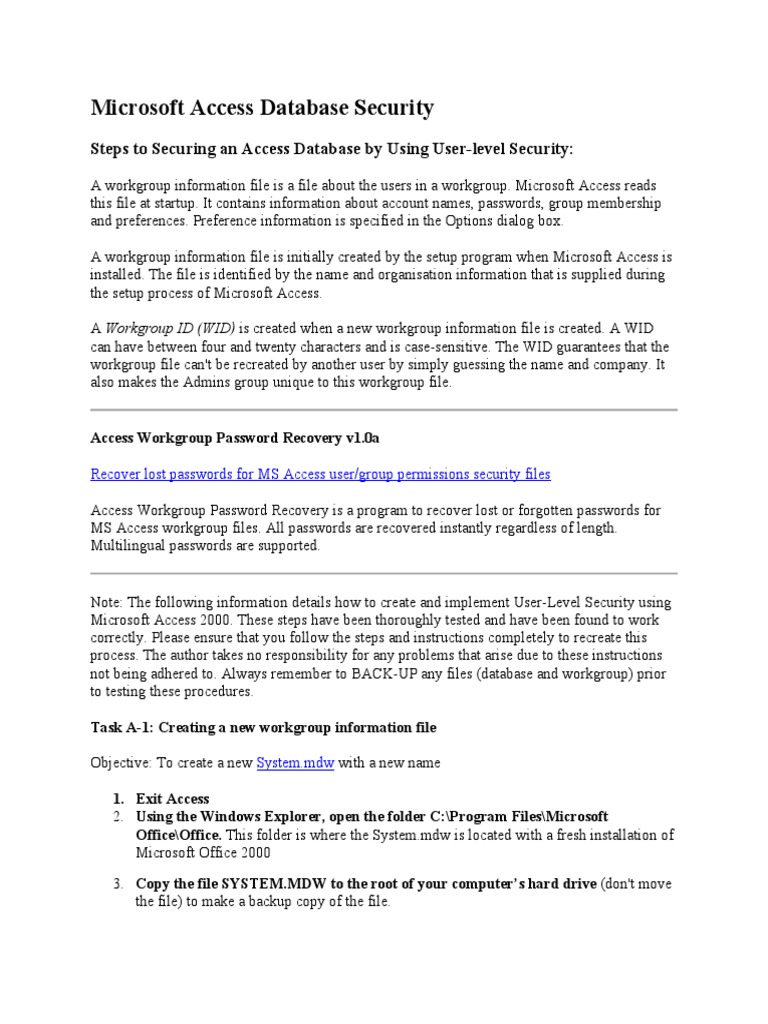 Access Database Security