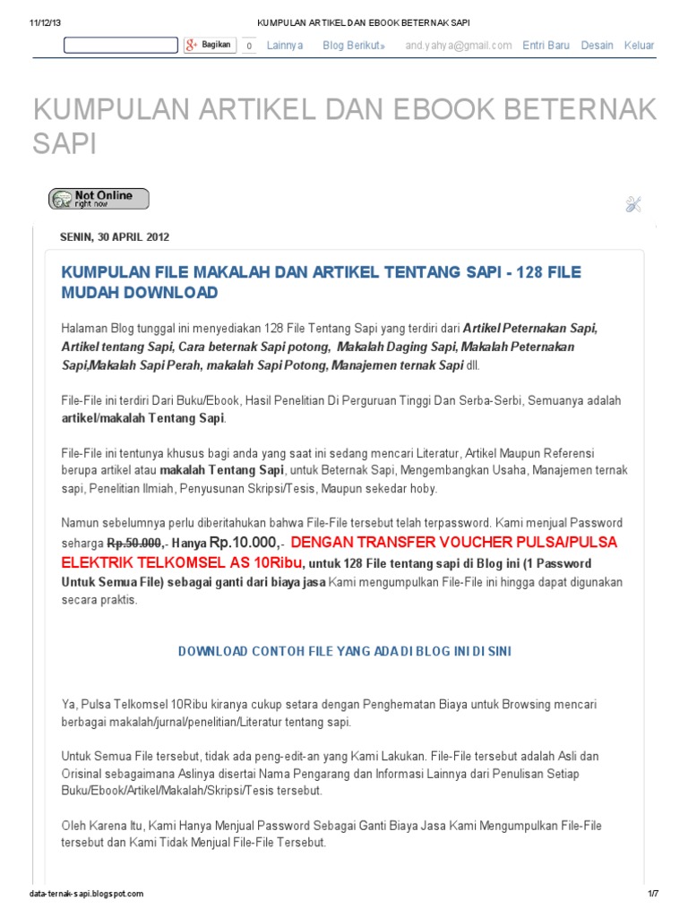 Kumpulan Artikel Dan Ebook Beternak Sapi Di Blog Http Data