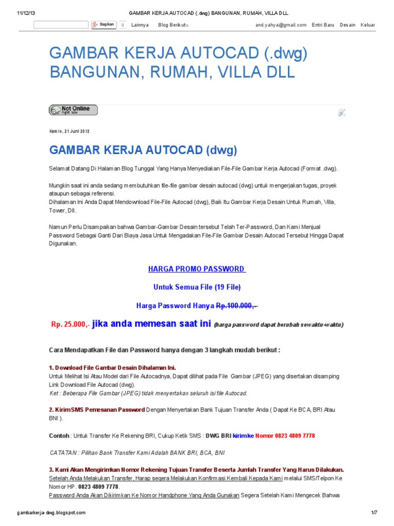 GAMBAR KERJA AUTOCAD FORMAT Dwg Di Blog Http Gambarkerja