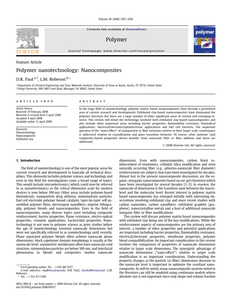 Polymer Nanotechnology: Nanocomposites PDF | PDF | Nanocomposite ...