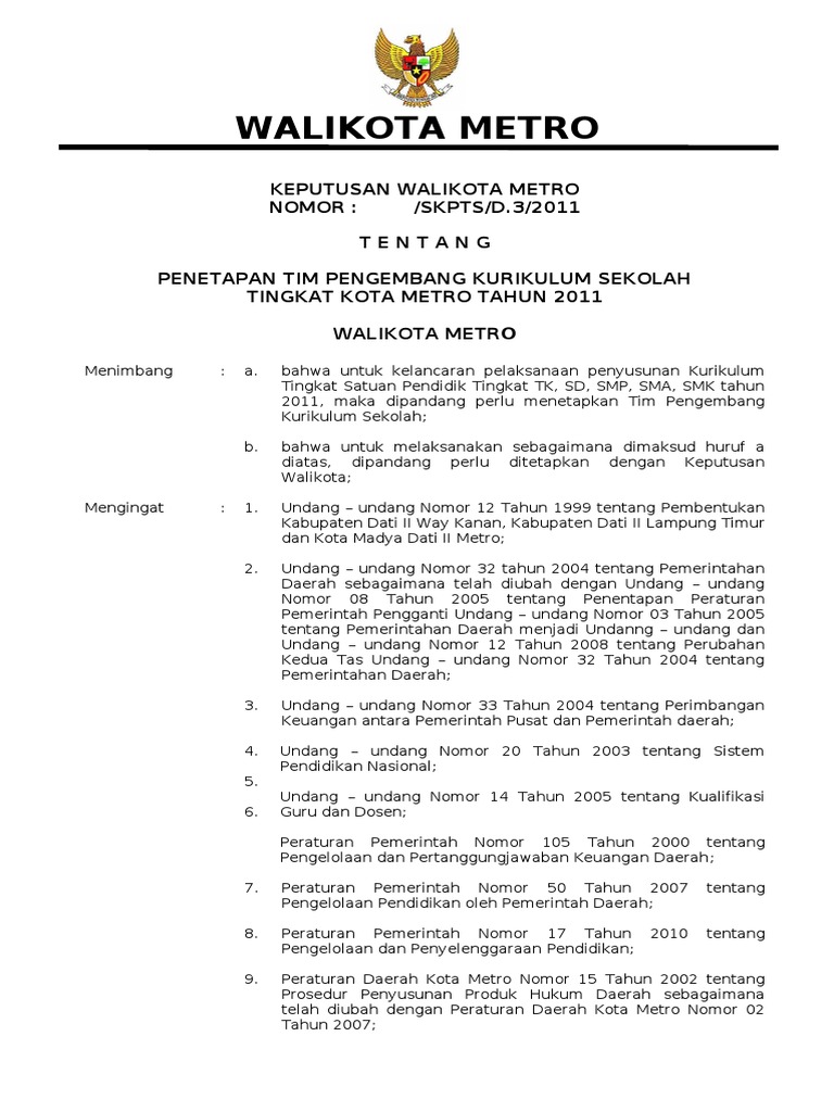 Contoh Sk Tim Pengembang Kurikulum Sd 2019 Dunia Sosial