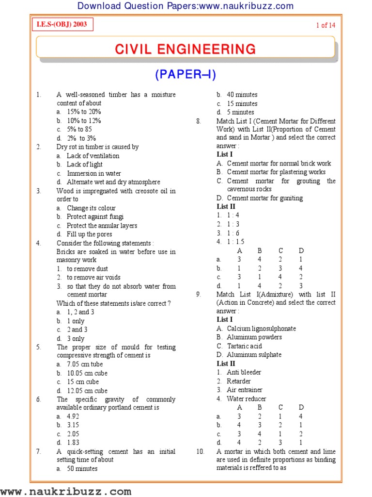 (WWW - Entrance-Exam - Net) - SSC Paper For Mechanical Engineering PDF ...