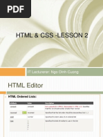 HTML & Css - Lesson 2: IT Lecturerer: Ngo Dinh Cuong