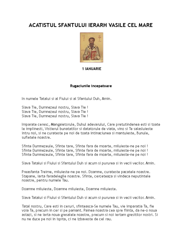 Acatistul Sf Vasile Pentru Indepartarea Farmecelor
