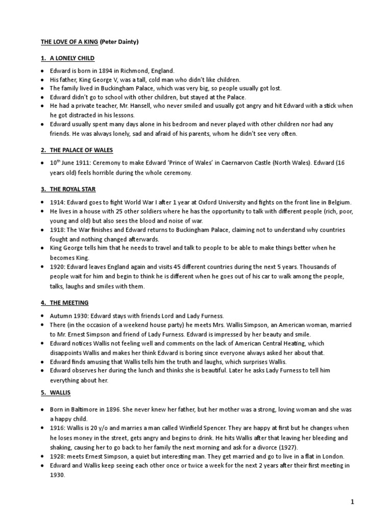 The Love Of A King Summary