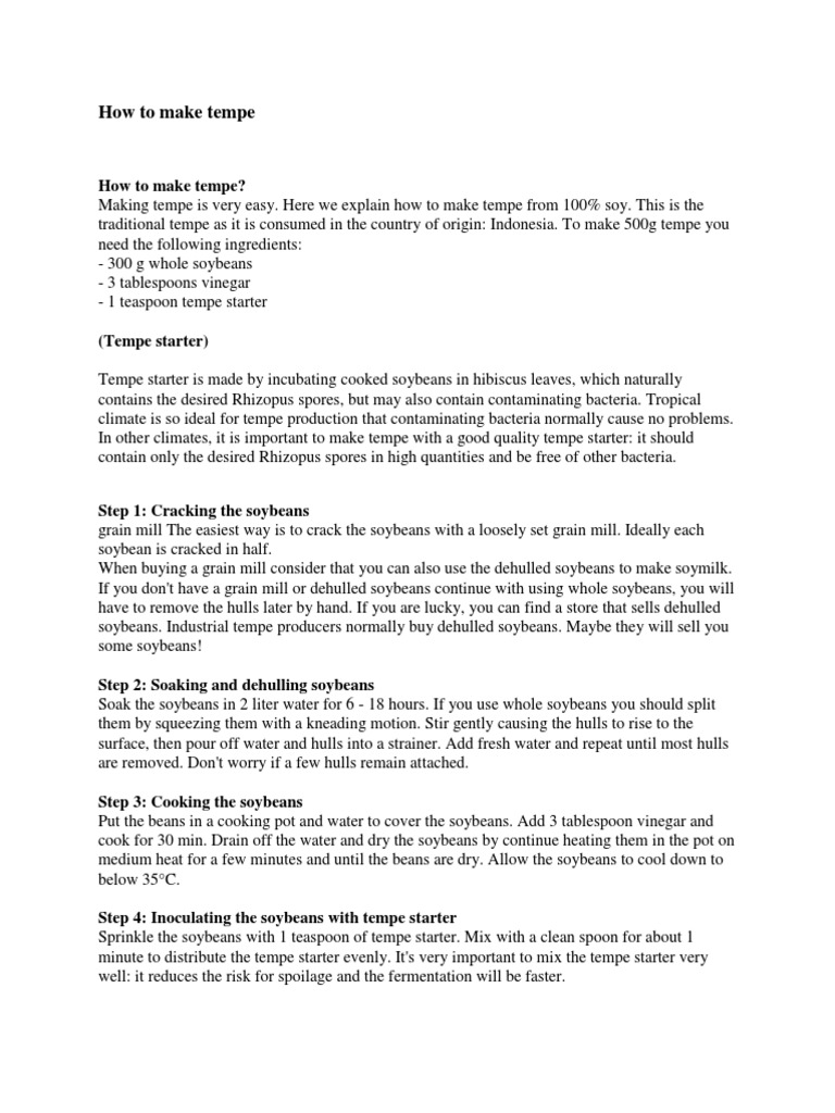 How To Make Tempe? | PDF