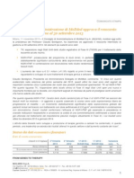 MolMed Approvato Resoconto Intermedio Gestione 30 Settembre 2013