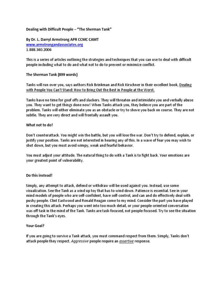 The Sherman Tank Personality FINAL PDF PDF Tanks Psychology