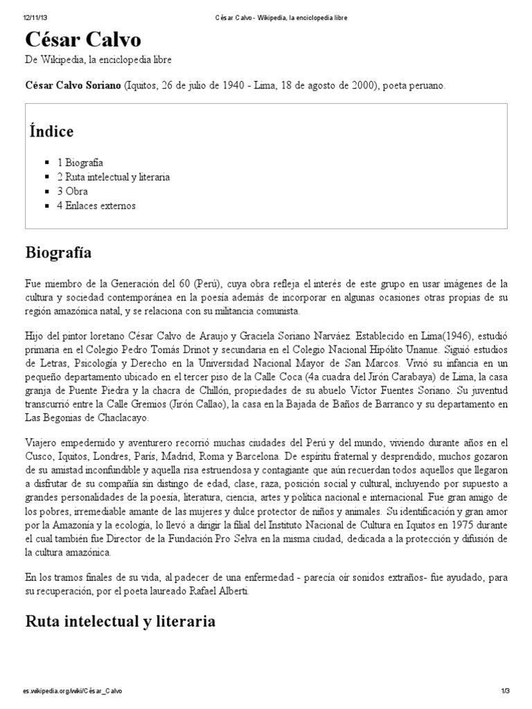 César Calvo - Wikipedia, La Enciclopedia Libre | PDF