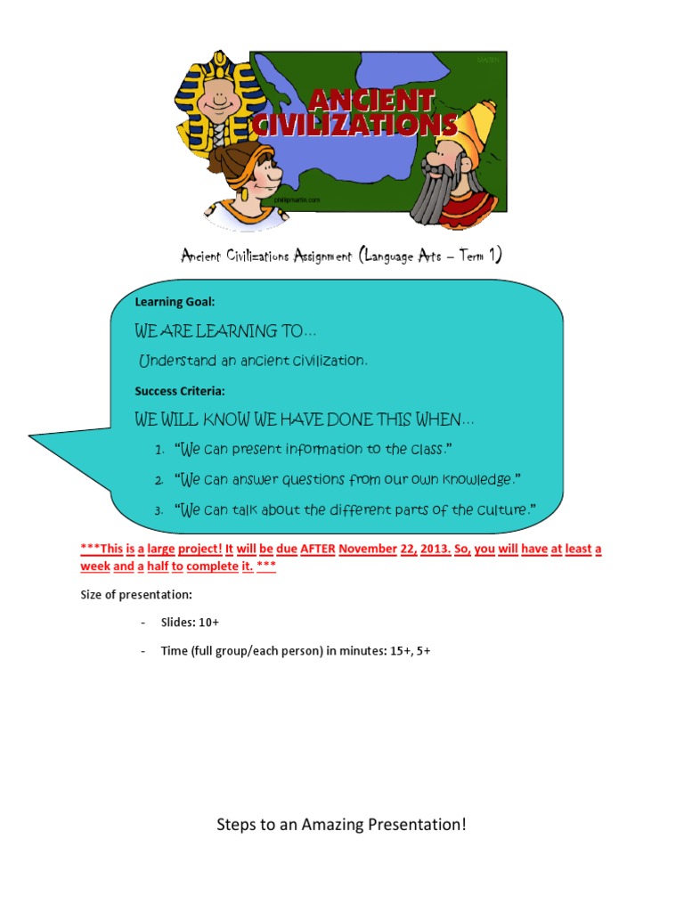 Criteria for Ancient Civilizations Project | PDF | Multimedia ...