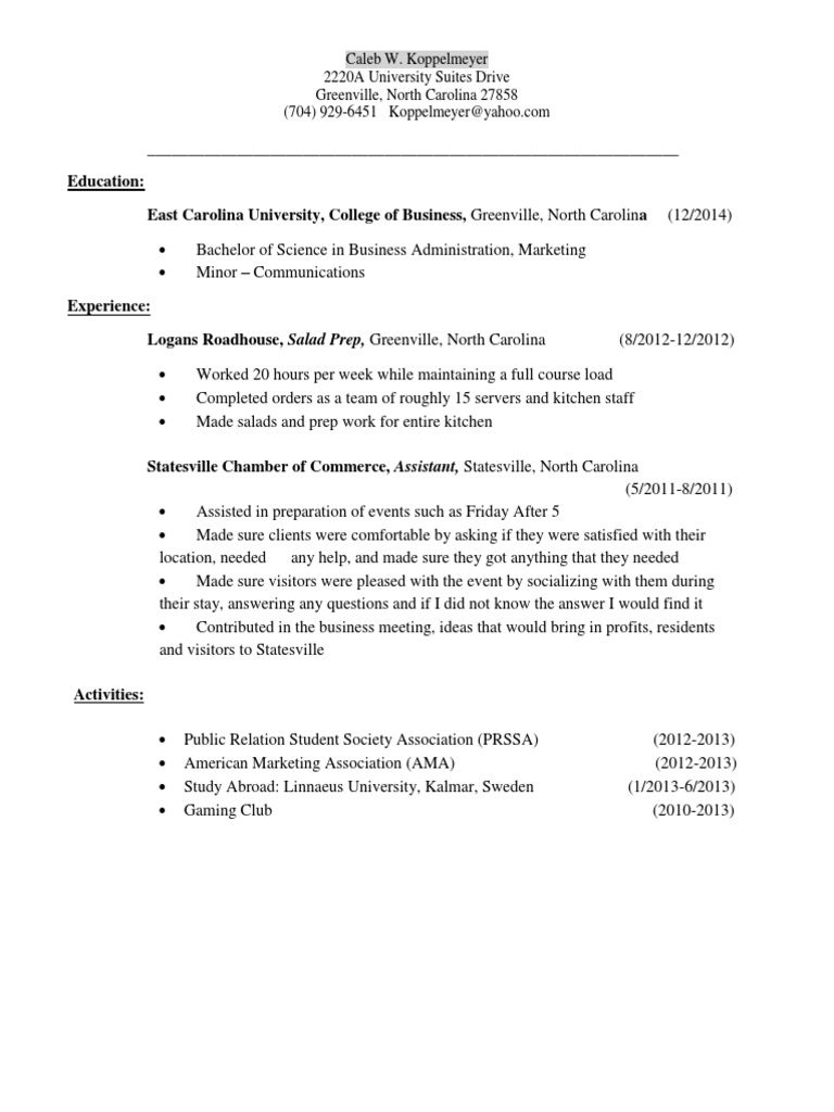 Marketing Graduate's Resume | PDF