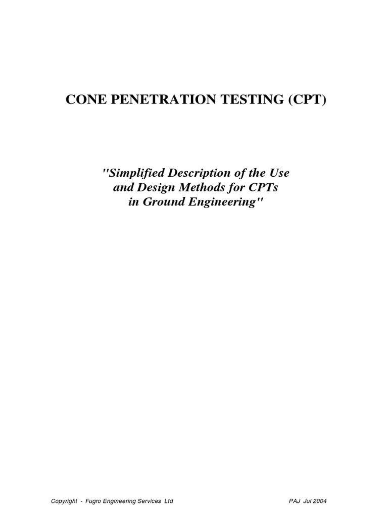 Cone Penetration Testing Handbook-Fugro (2004) | PDF
