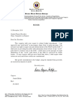 Sen. Miriam Defensor Santiago's letter to the Senate Committee on Finance - 11 November 2013