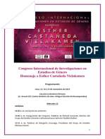 PROGRAMA DEL CONGRESO INTERNACIONAL DE INVESTIGACIONES EN ESTUDIOS DE GÉNERO HOMENAJE A ESTHER CASTAÑEDA VIELAKAMEN