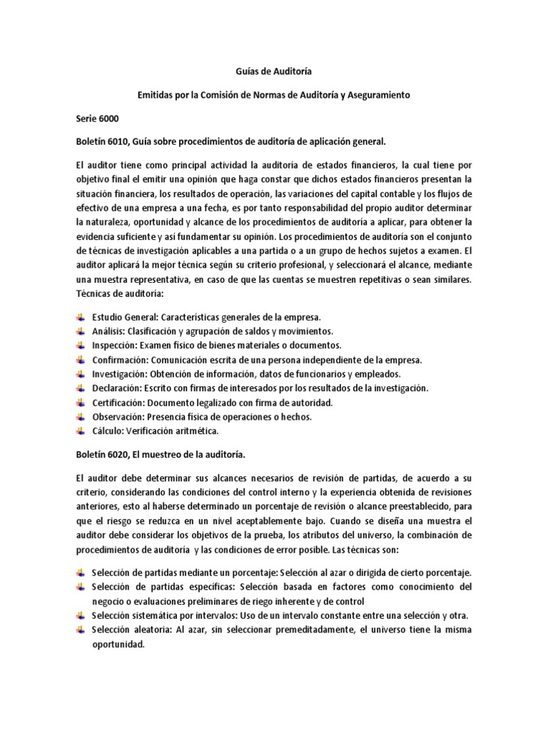 Guía de Procedimientos de Auditoría | PDF | Auditoría financiera ...