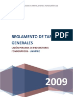 Unimpro, Reglamento de Tarifas Generales 2009
