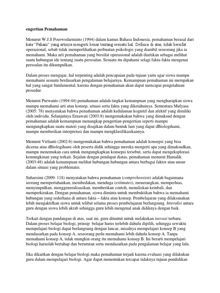 Pengertian Memahami Mudah