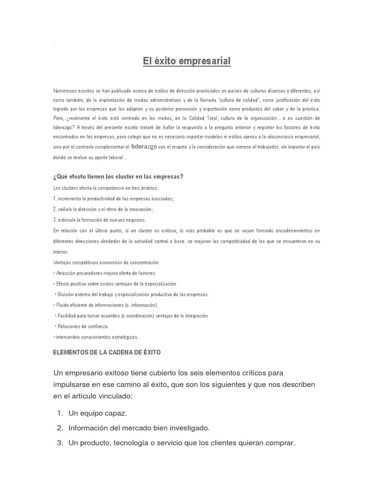 Factores Clave del Éxito Empresarial | PDF | Economias | Business
