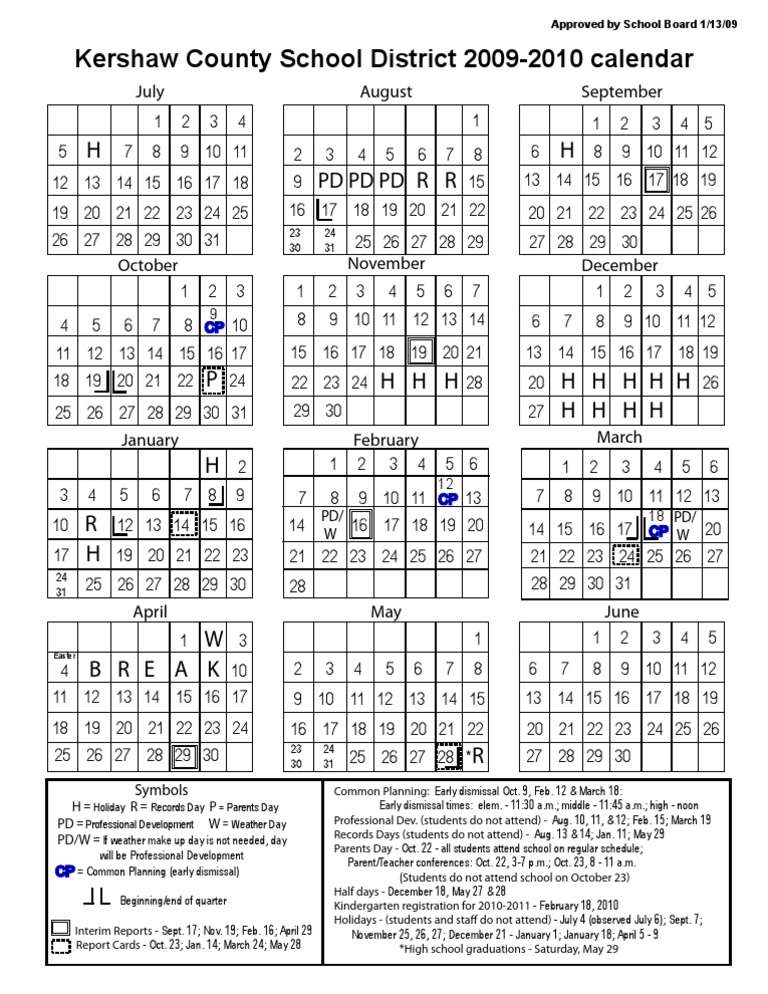 KCSD Calendar 09-10 | PDF | Observances | Holidays