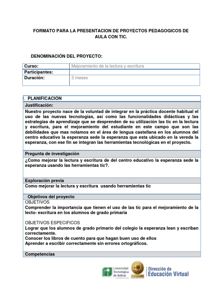 Formato Proyectos de Aula | PDF