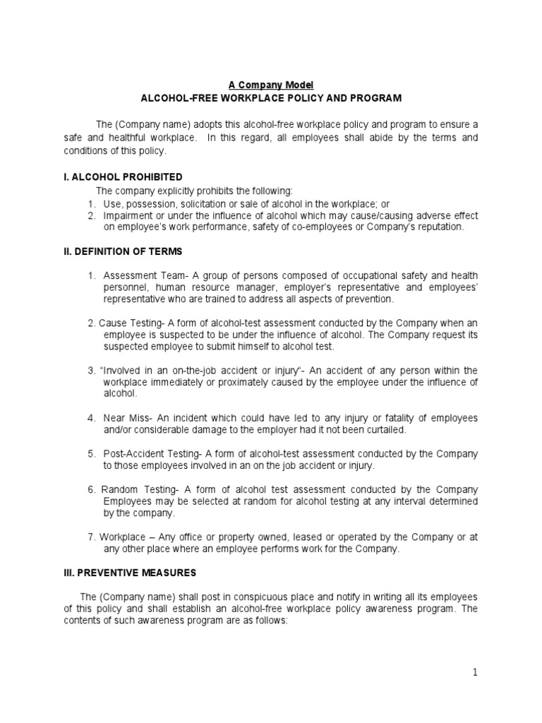 Alcoholfree workplace policy & program.doc Traffic Collision