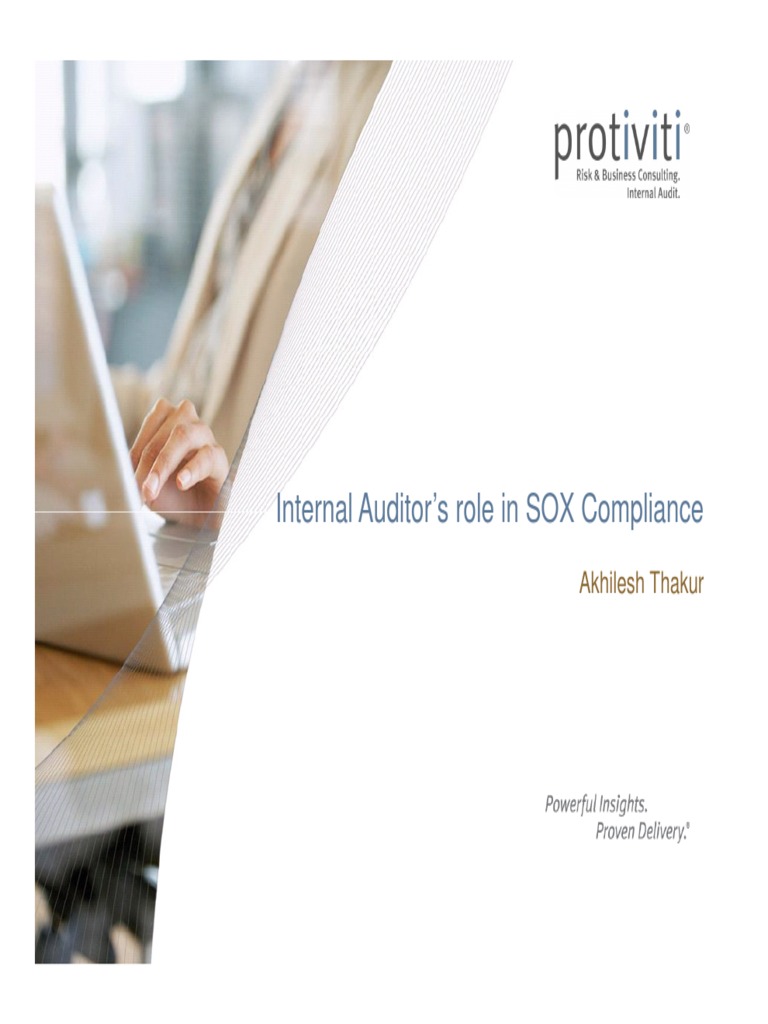 IA Role in Sox Compliance PDF PDF Internal Audit SarbanesOxley Act