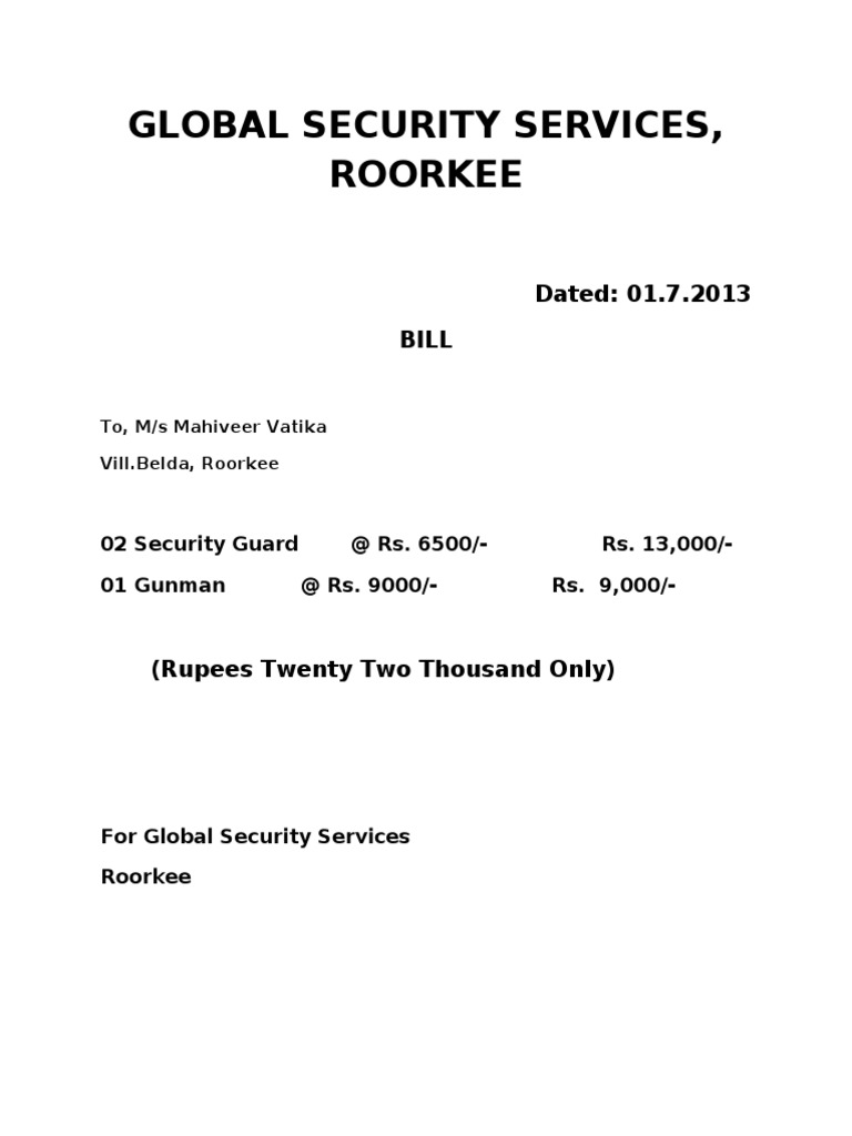 Global Security Services Invoice Roorkee | PDF