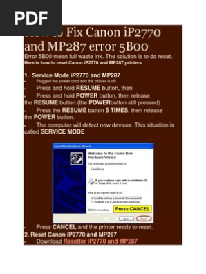 Download resetter canon ip2770