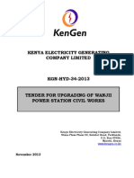 KGN HYD 34 2013 Tender For Upgrading of Wanjii Power Station Civil Works - 2014