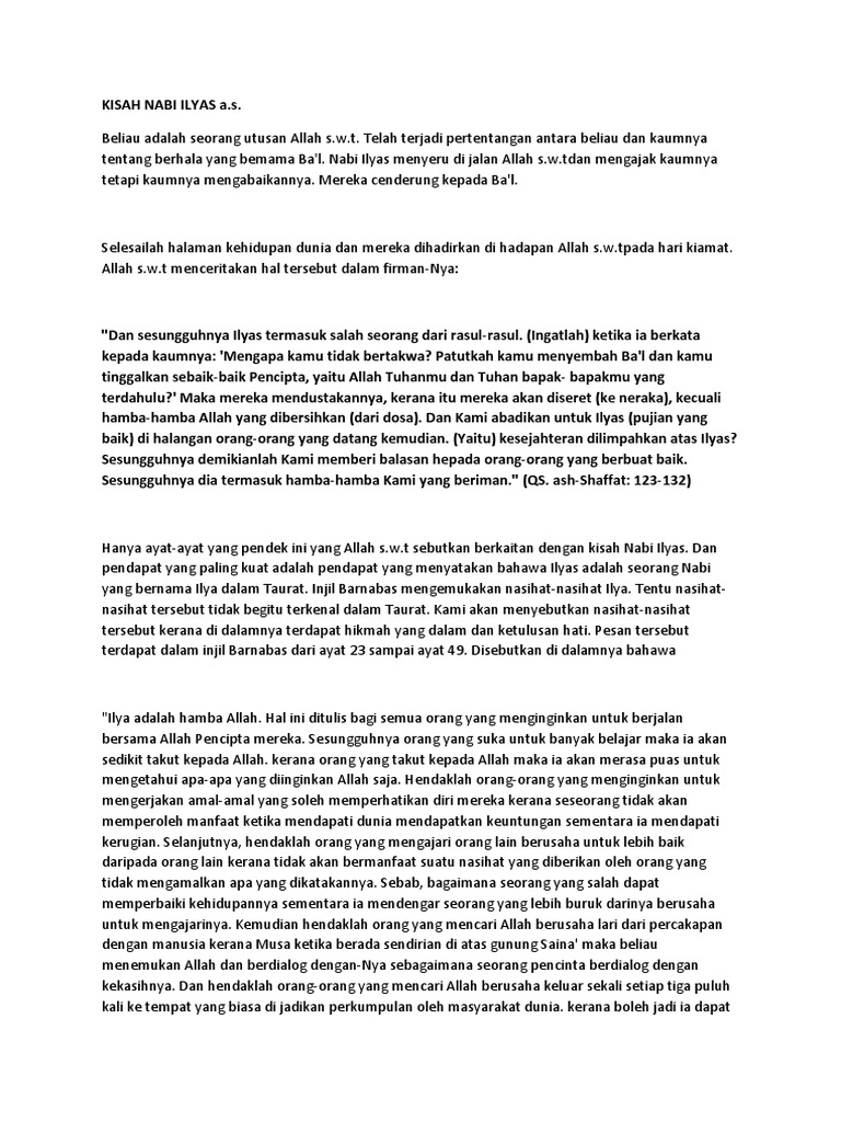 Kisah Nabi Ilyas A Pdf