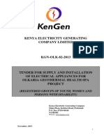 KGN OLK 82 2013 Tender for Supply and Installation of Electrical Appliances for Olkaria Geothermal Health Spa Project